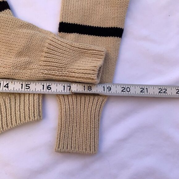 Knitz For Love and Lemons Mon Cheri stripe mock neck sweater Cream Grey Cotton - Picture 8 of 12